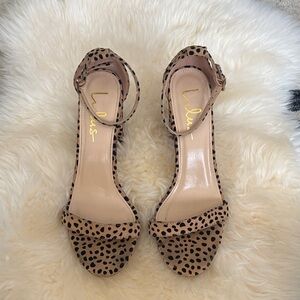 Lulu's Leopard Print Ankle Strap Block Heels in Tan and Black